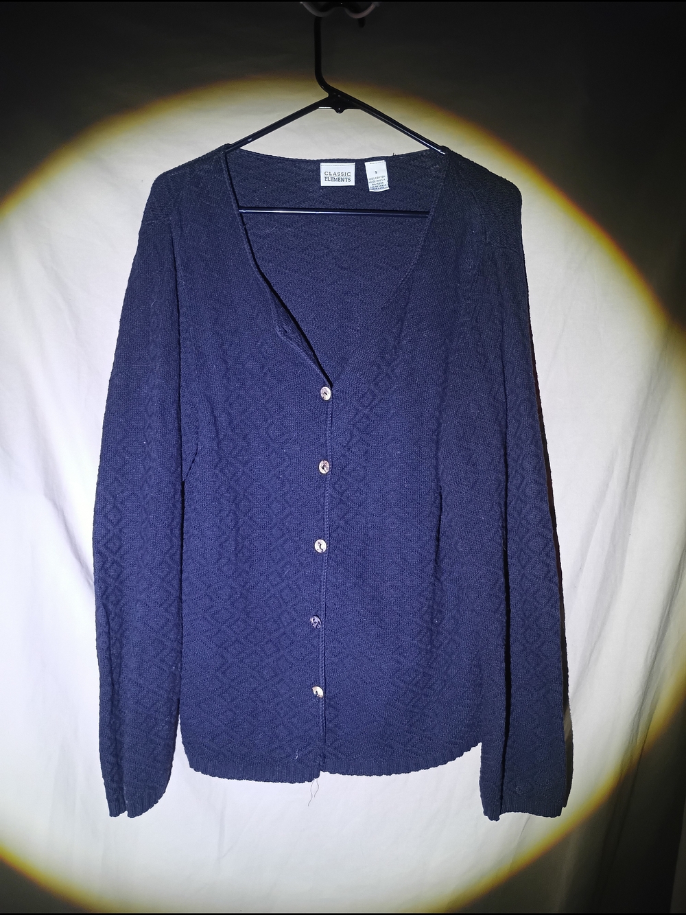 Classic Elements Black 100% Cotton Cardigan Sweater Size S
